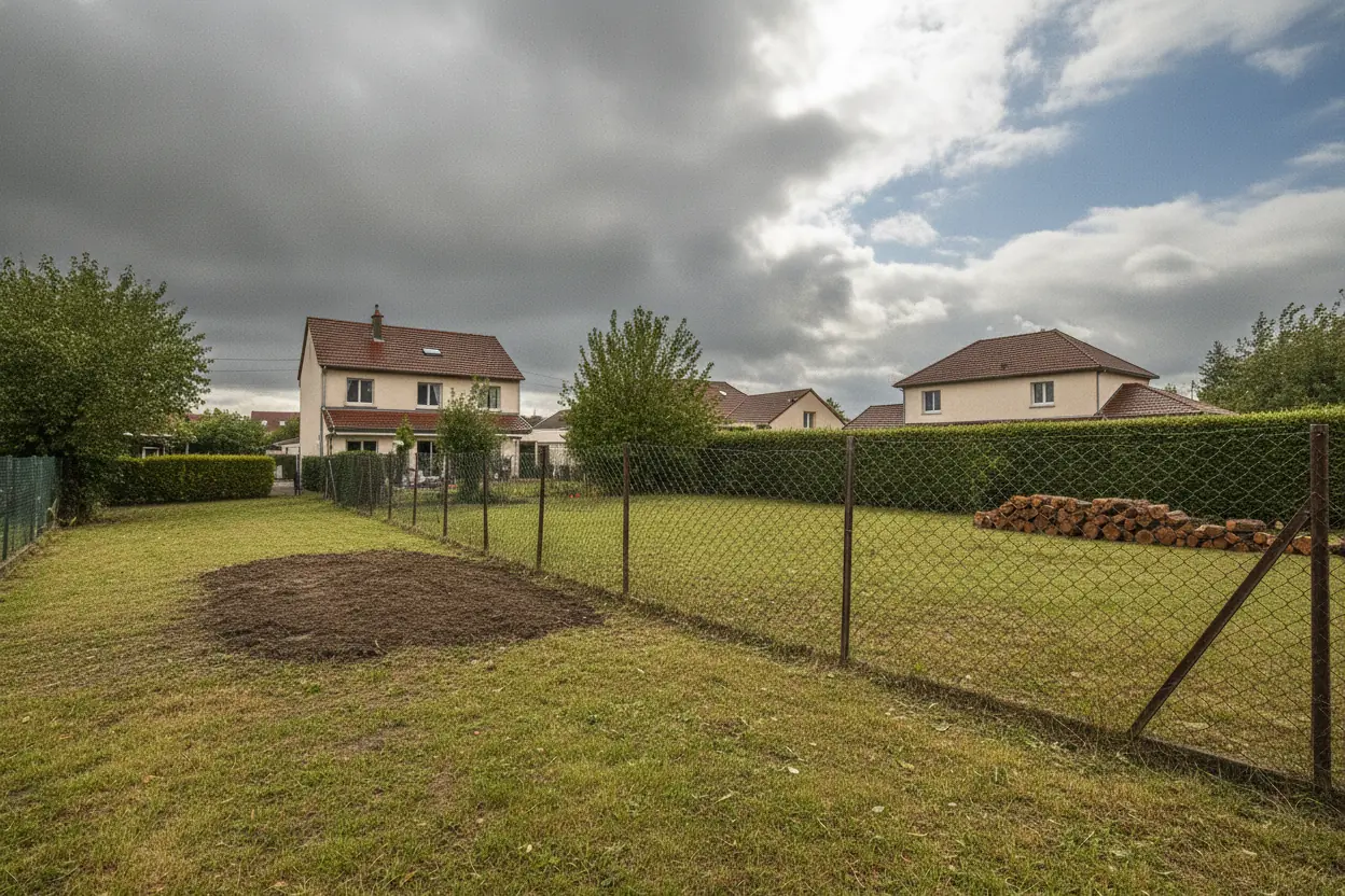 Clôture dégagée à Saint-Quentin après retrait d'arbre déraciné, sol nettoyé et bois rangé