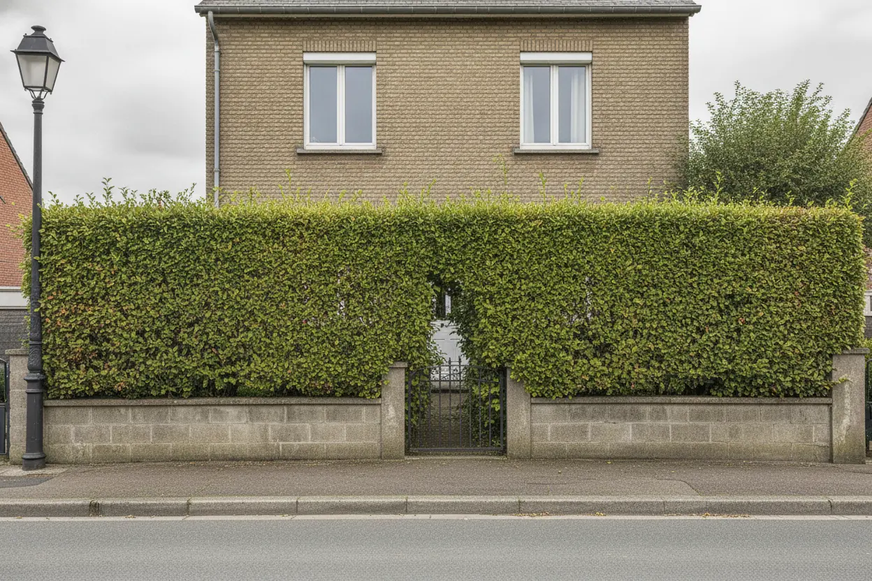 Haie de façade rabaissée et mise en forme, maison dégagée à Saint-Quentin
