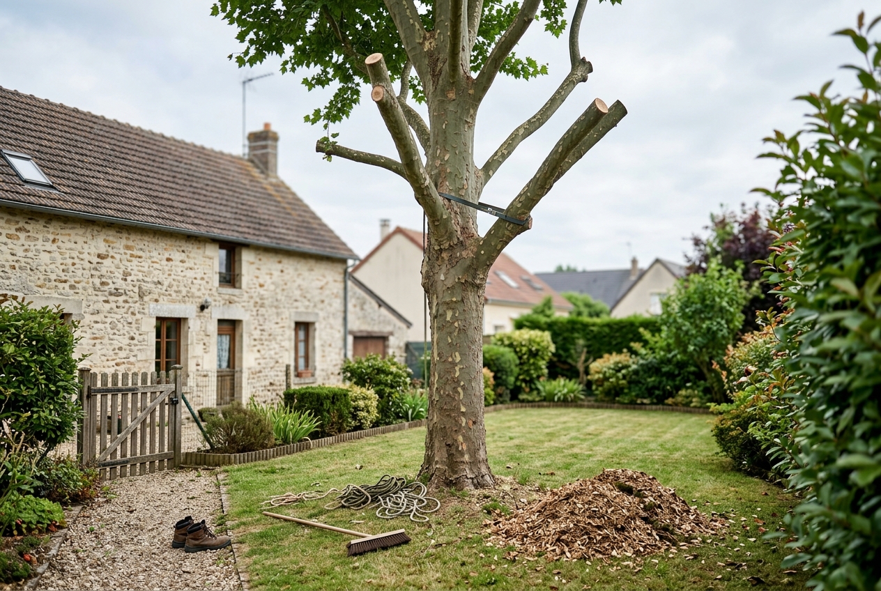 Jardin nettoyé à Beautor après abattage contrôlé