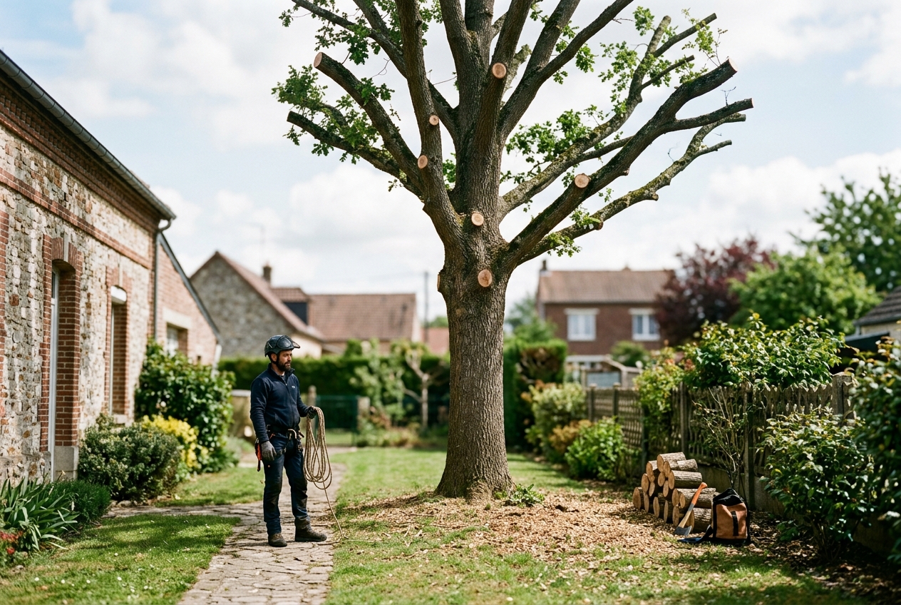 Jardin propre à Gauchy après évacuation des branches