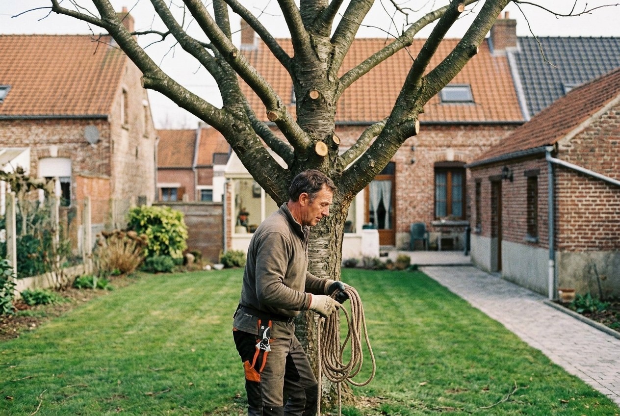Jardin dégagé après démontage d'arbre à La Fère
